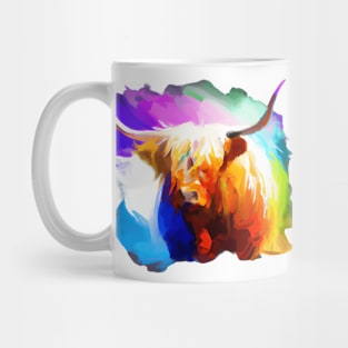 Highland Cow Rainbow Painting Mug